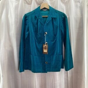 Koret of California Teal Corduroy Blazer Jacket Sportswear 10 Vintage Retro 70s